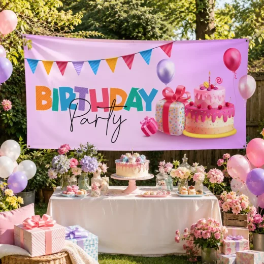 Colourful Cake Birthday Party Banner