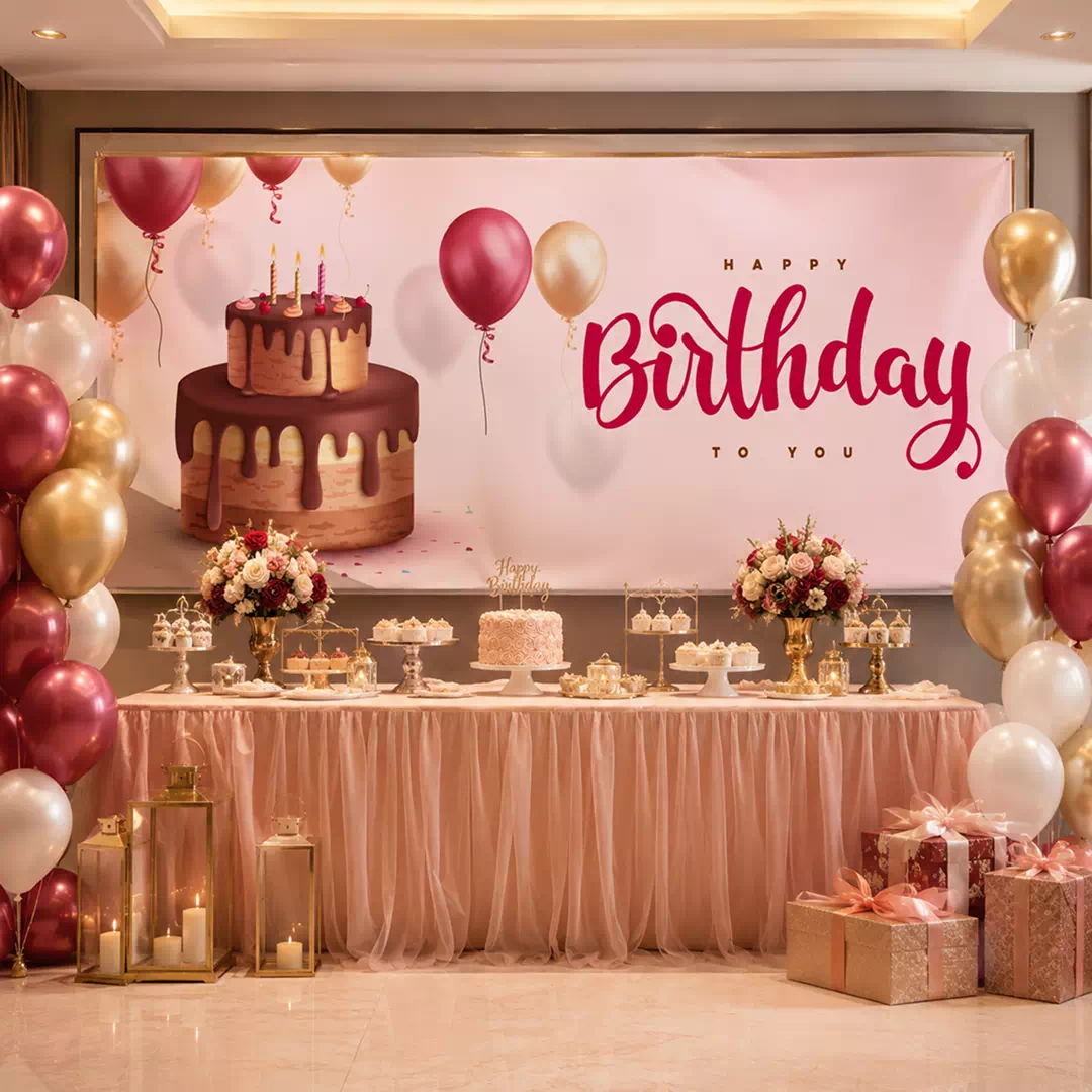 Rose Gold Elegant Birthday Banner - Image 4