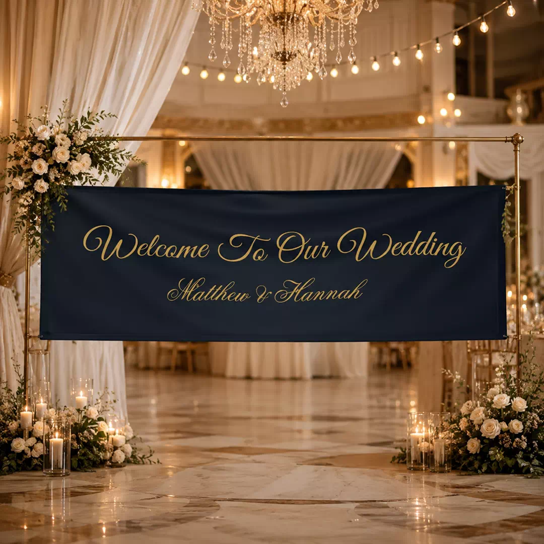 Black and Gold Minimal Wedding Welcome Banner - Image 2