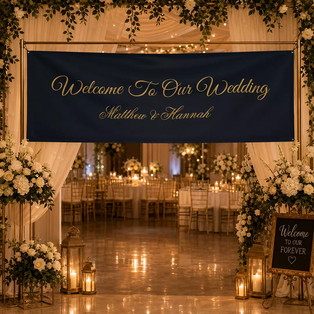 Black and Gold Minimal Wedding Welcome Banner