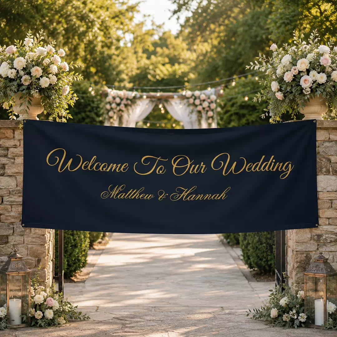 Black and Gold Minimal Wedding Welcome Banner - Image 4