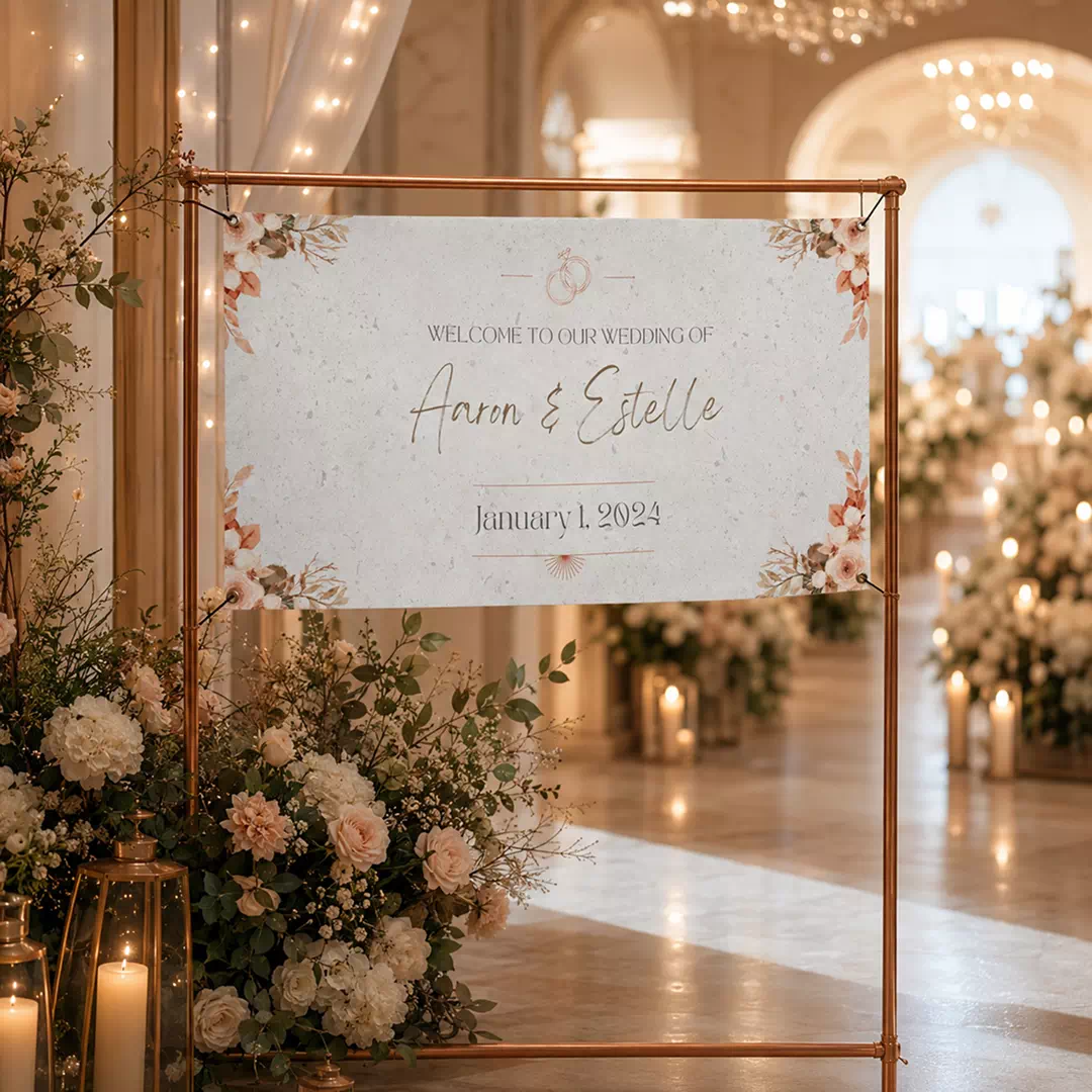 Ivory Botanical Wedding Welcome Banner - Image 2