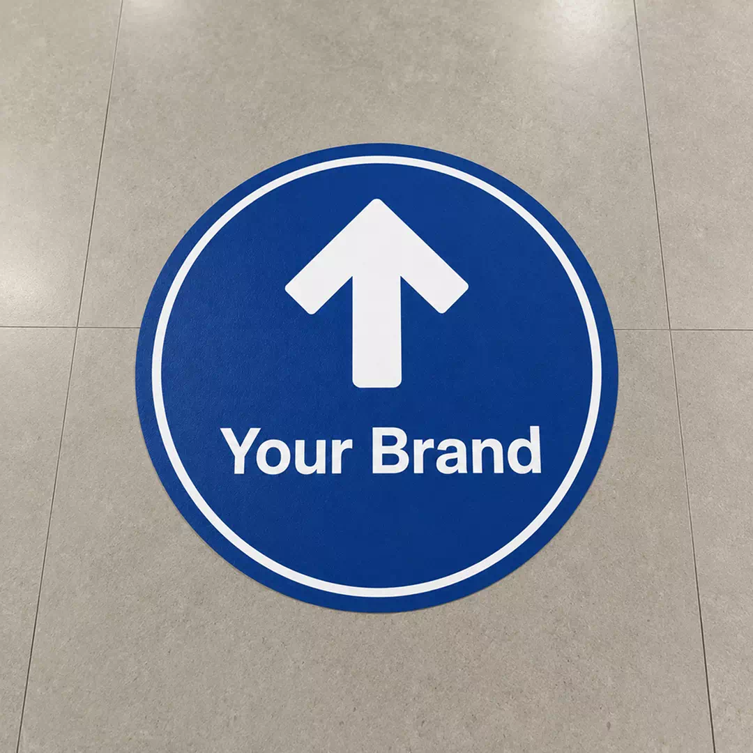 Blue Direction Arrow Branded Floor Sticker