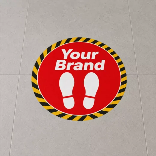 Red Safety Footprints Branded Floor Sticker