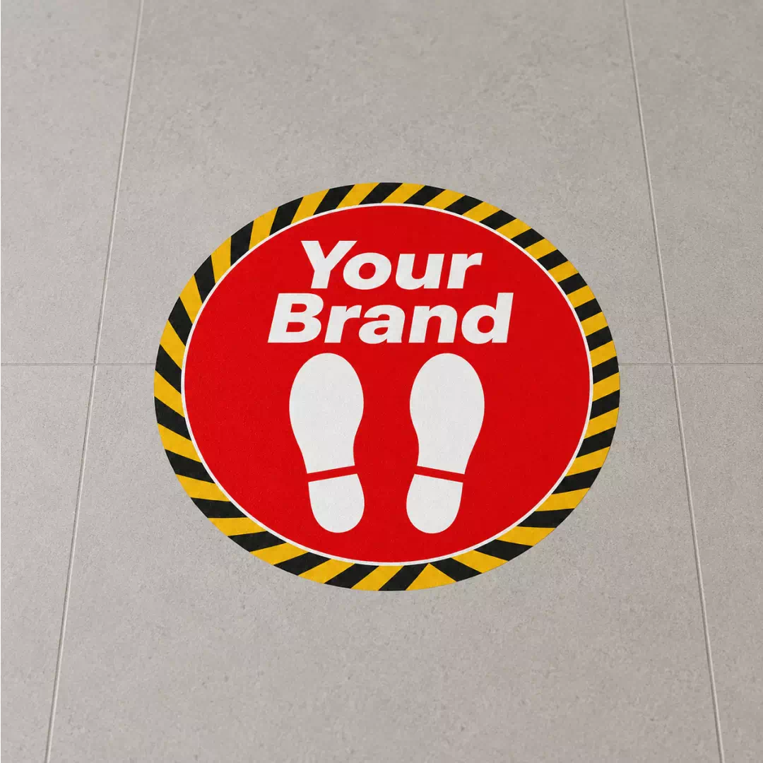 Red Safety Footprints Branded Floor Sticker