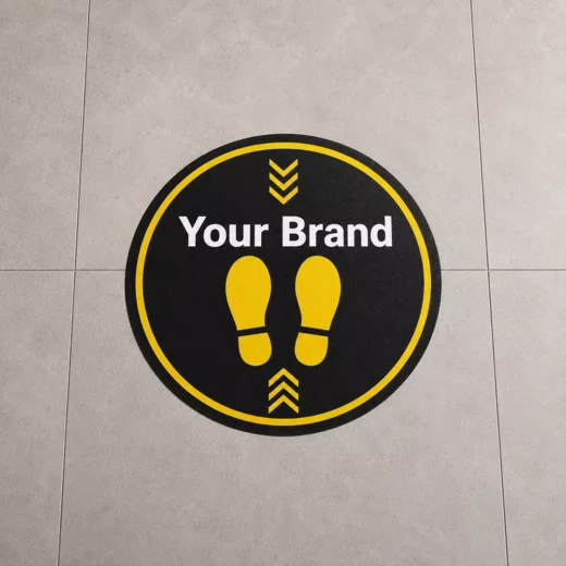 Black and Yellow Footprints Branded Floor Sticker