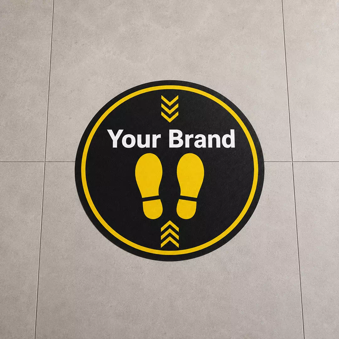 Black and Yellow Footprints Branded Floor Sticker
