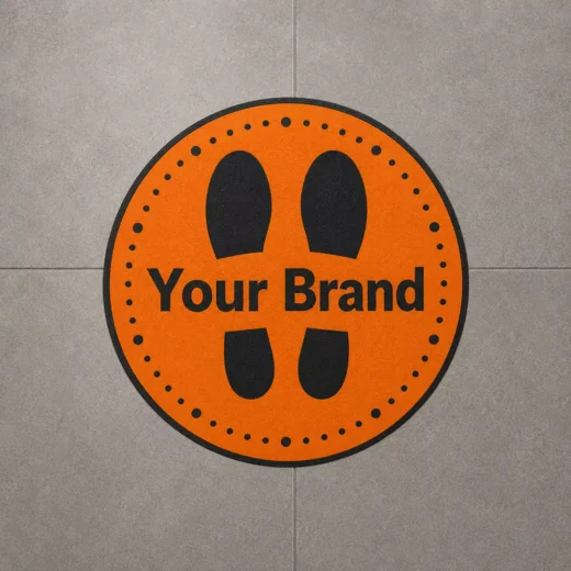 Orange Footprints Personalized Logo Floor Sticker
