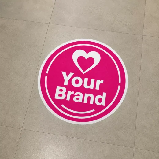 Pink Heart Personalized Logo Floor Sticker