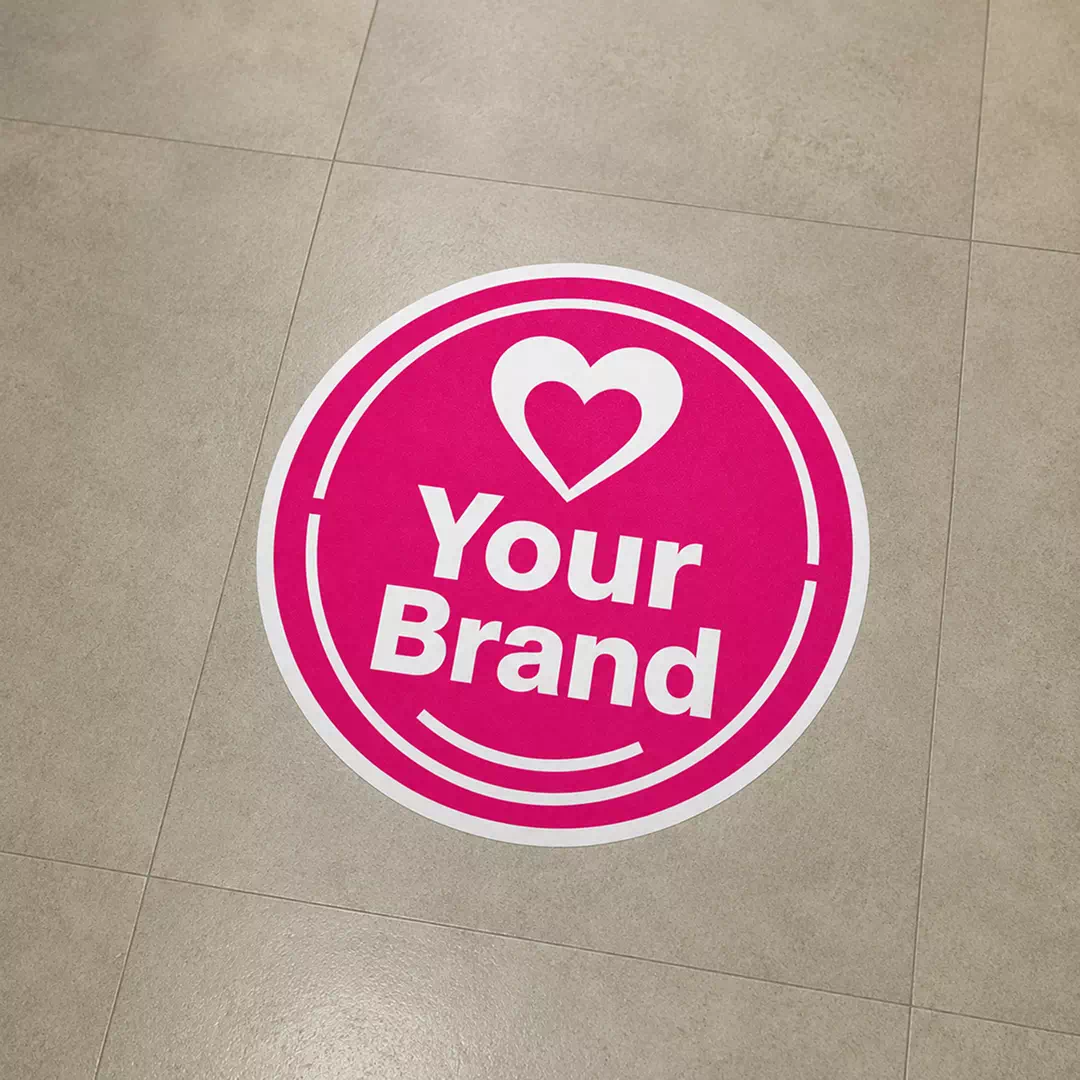 Pink Heart Personalized Logo Floor Sticker