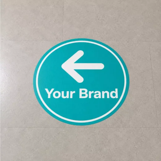 Turquoise Left Arrow Branded Floor Sticker