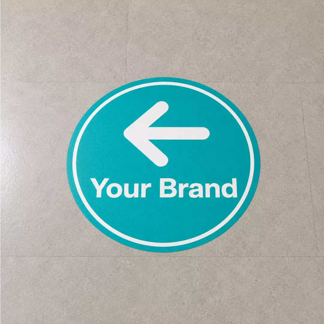 Turquoise Left Arrow Branded Floor Sticker