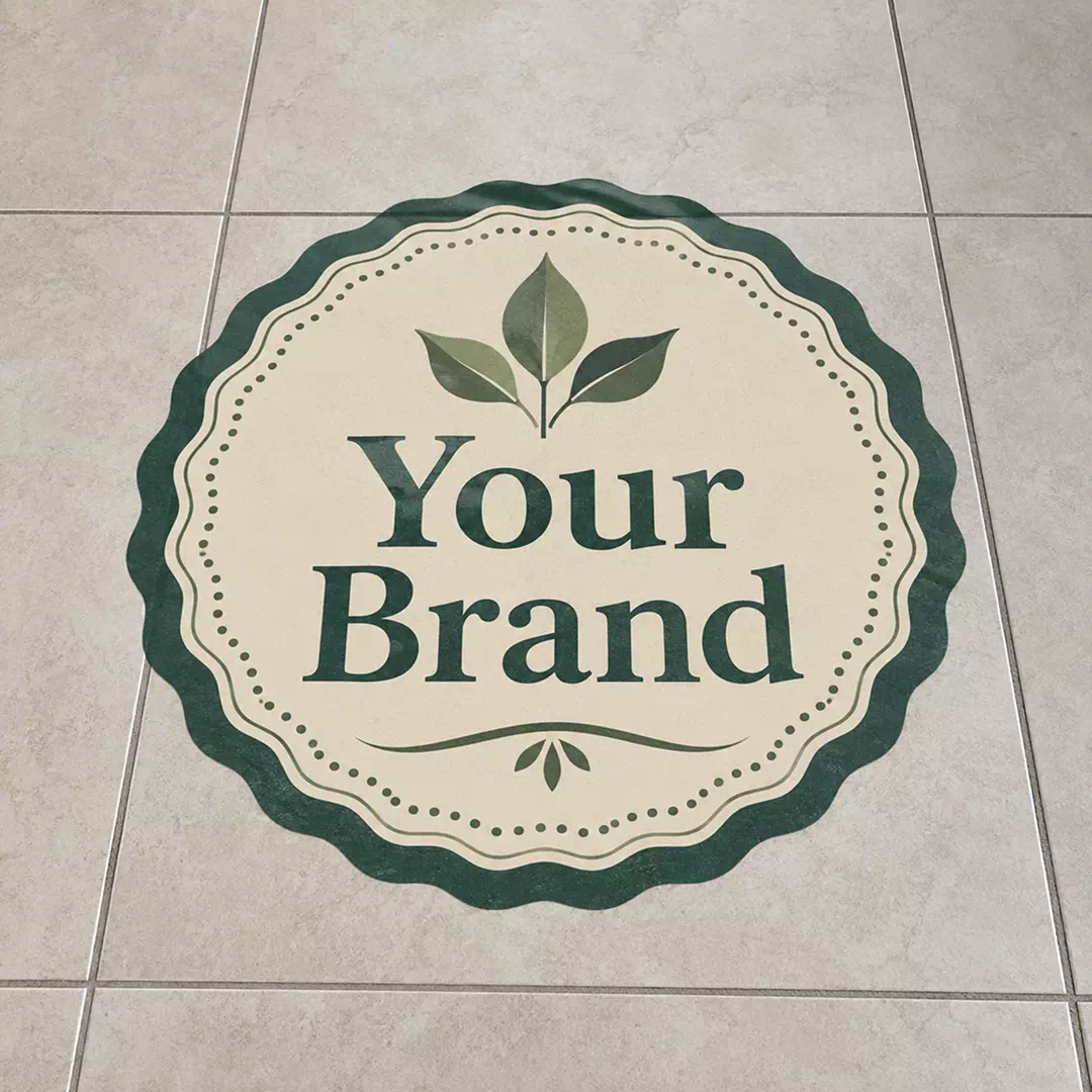 Botanical Green Personalized Logo Floor Sticker