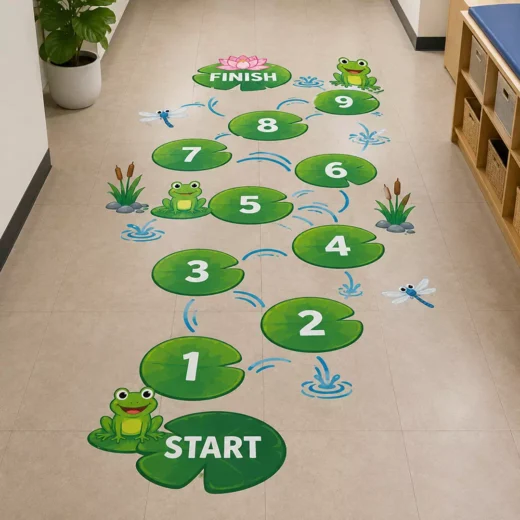 Green Frog Number Hopscotch Floor Sticker