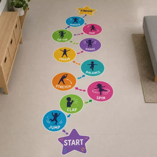 Exercise Action Trail Kids Floor Game Sticker