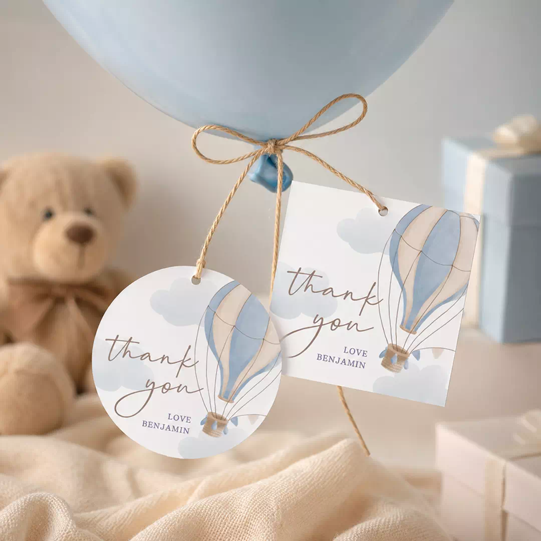 Blue Watercolour Thank You Balloon Tags - Image 2