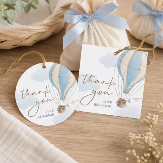 Blue Watercolour Thank You Balloon Tags
