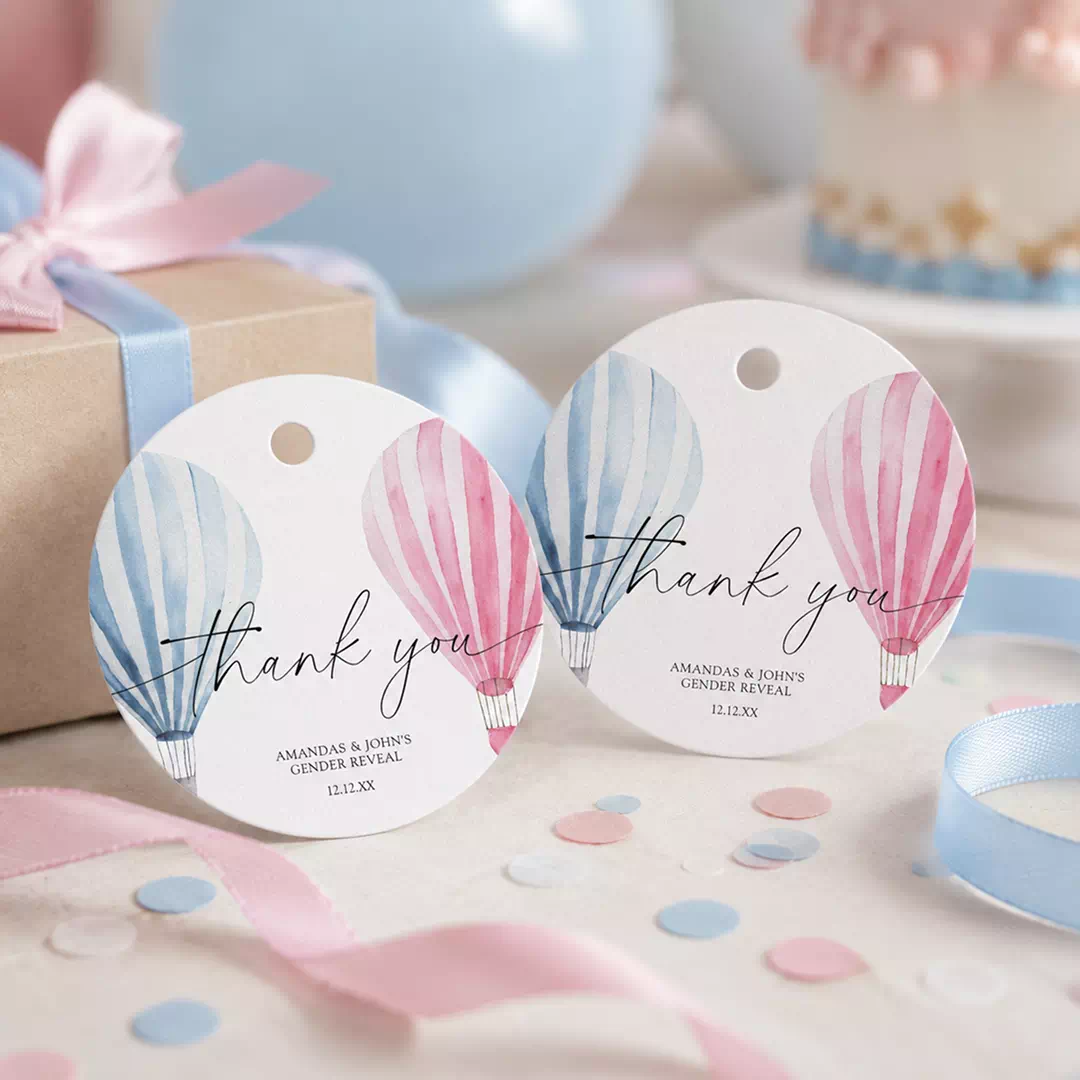 Pastel Hot Air Balloon Round Thank You Tags - Image 4