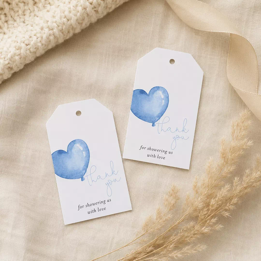 Blue Heart Minimal Thank You Balloon Tags - Image 4