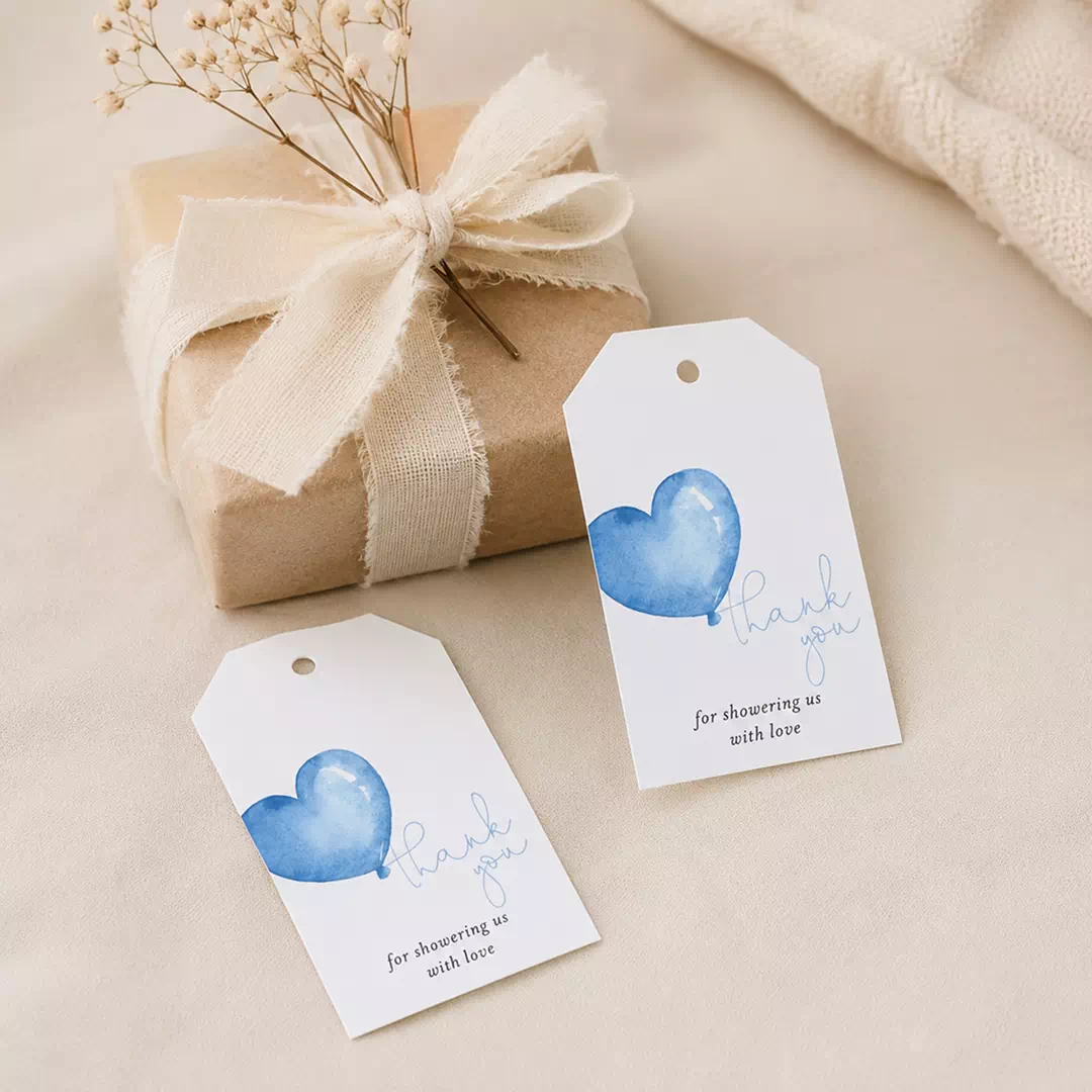 Blue Heart Minimal Thank You Balloon Tags - Image 3