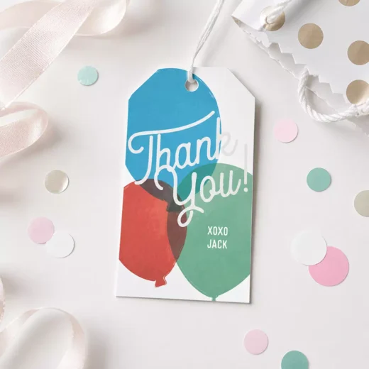 Colour Block Thank You Balloon Tags