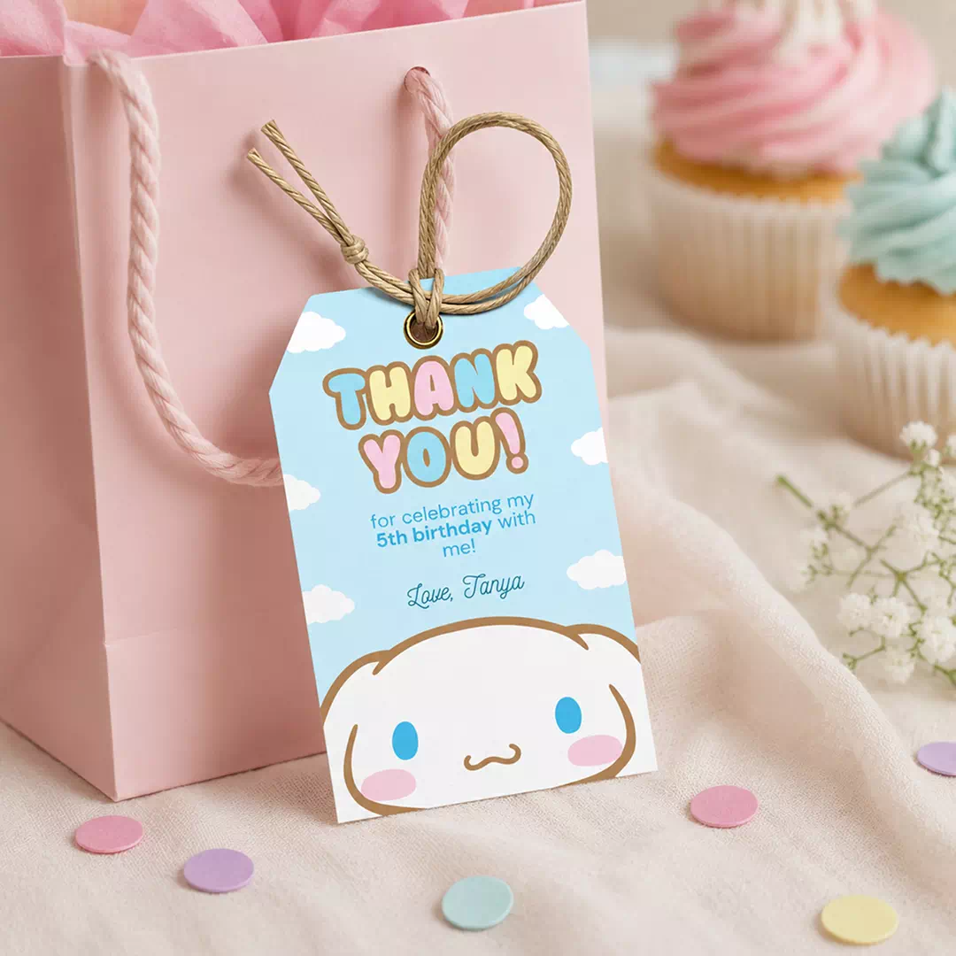 Cute Cloud Rainbow Thank You Balloon Tags - Image 2