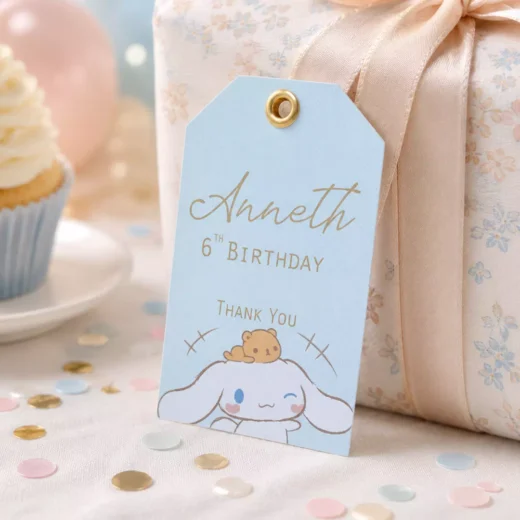 Blue Teddy Bear Birthday Balloon Tags