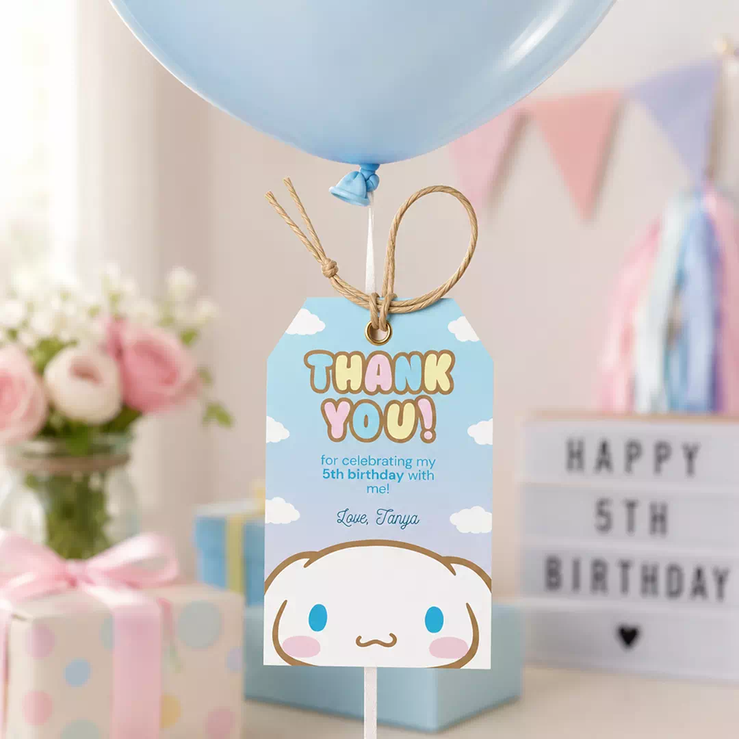 Cute Cloud Rainbow Thank You Balloon Tags - Image 3