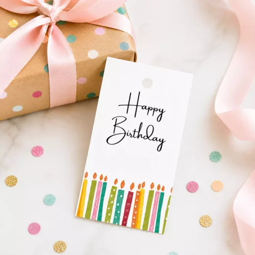 Colourful Birthday Candle Balloon Tags