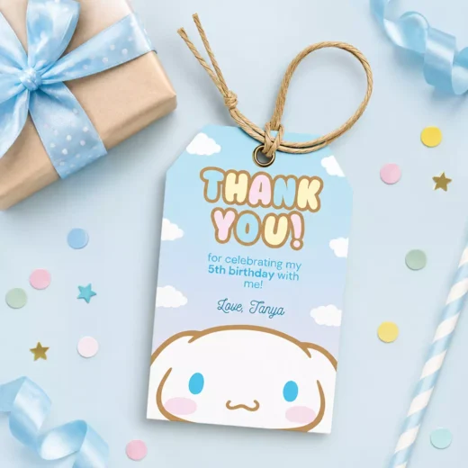 Cute Cloud Rainbow Thank You Balloon Tags