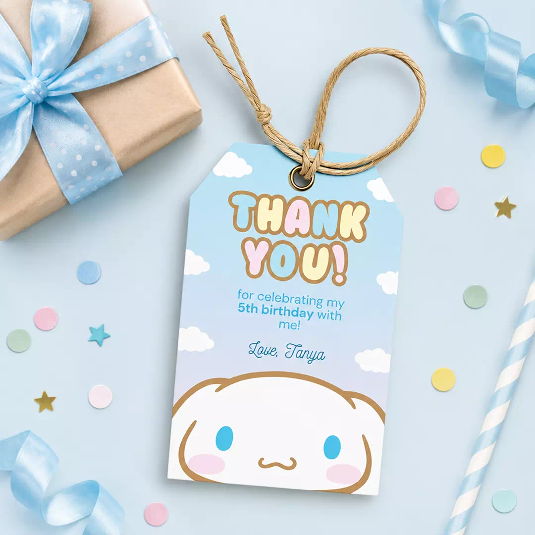Cute Cloud Rainbow Thank You Balloon Tags