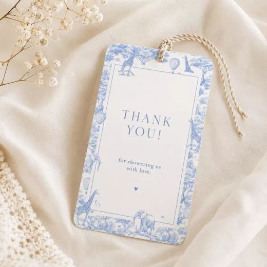 Blue Floral Thank You Balloon Tags