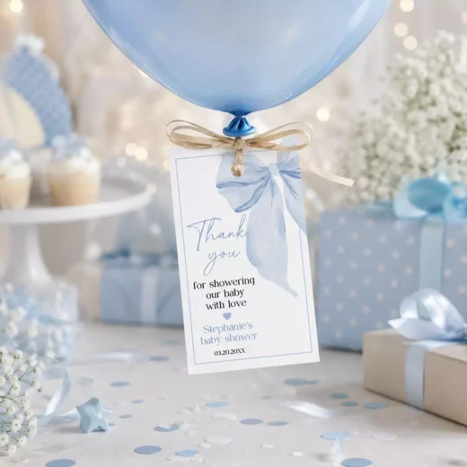 Blue Baby Shower Thank You Balloon Tags
