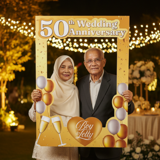Golden 50th Wedding Anniversary Personalised Selfie Frame