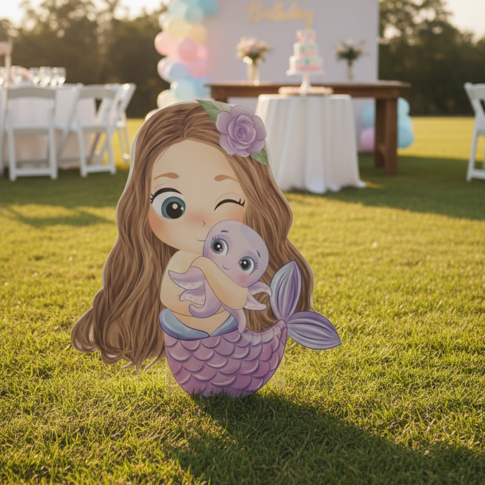 Cute Mermaid Baby Character Cutout for Under-the-Sea Parties