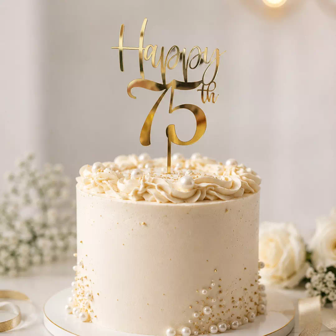 Personalised Milestone Age Gold Script Topper – Custom Gold Cake Topper UAE - Image 2