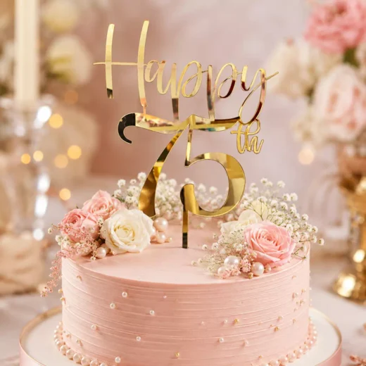 Personalised Milestone Age Gold Script Topper – Custom Gold Cake Topper UAE