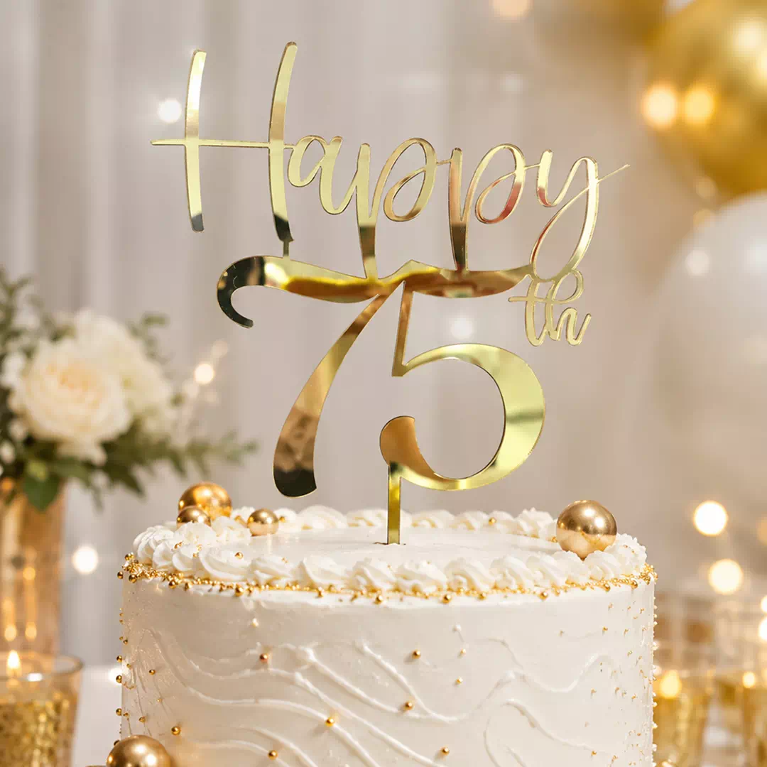 Personalised Milestone Age Gold Script Topper – Custom Gold Cake Topper UAE - Image 4