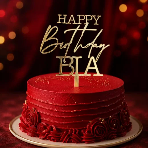 Personalised Happy Birthday Drip Cake Gold Script Topper – Custom Gold Cake Topper UAE