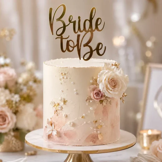 Bride to Be Gold Script Topper – Custom Gold Cake Topper UAE