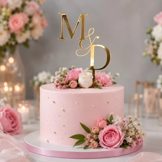 Personalised Monogram Initials Topper – Custom Gold Cake Topper UAE