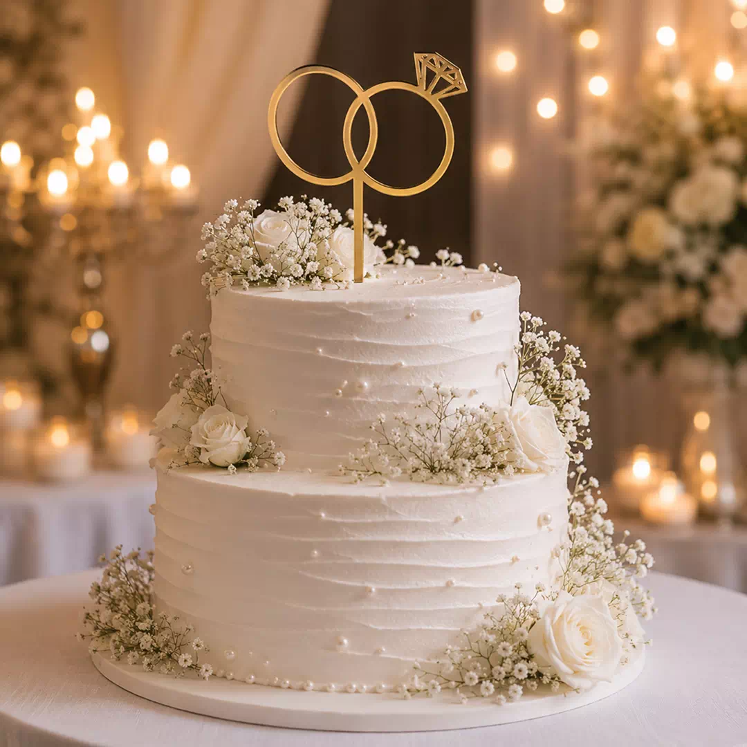 Gold Engagement Rings Topper – Custom Gold Cake Topper UAE - Image 3