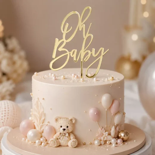 Oh Baby Gold Script Topper – Custom Gold Cake Topper UAE