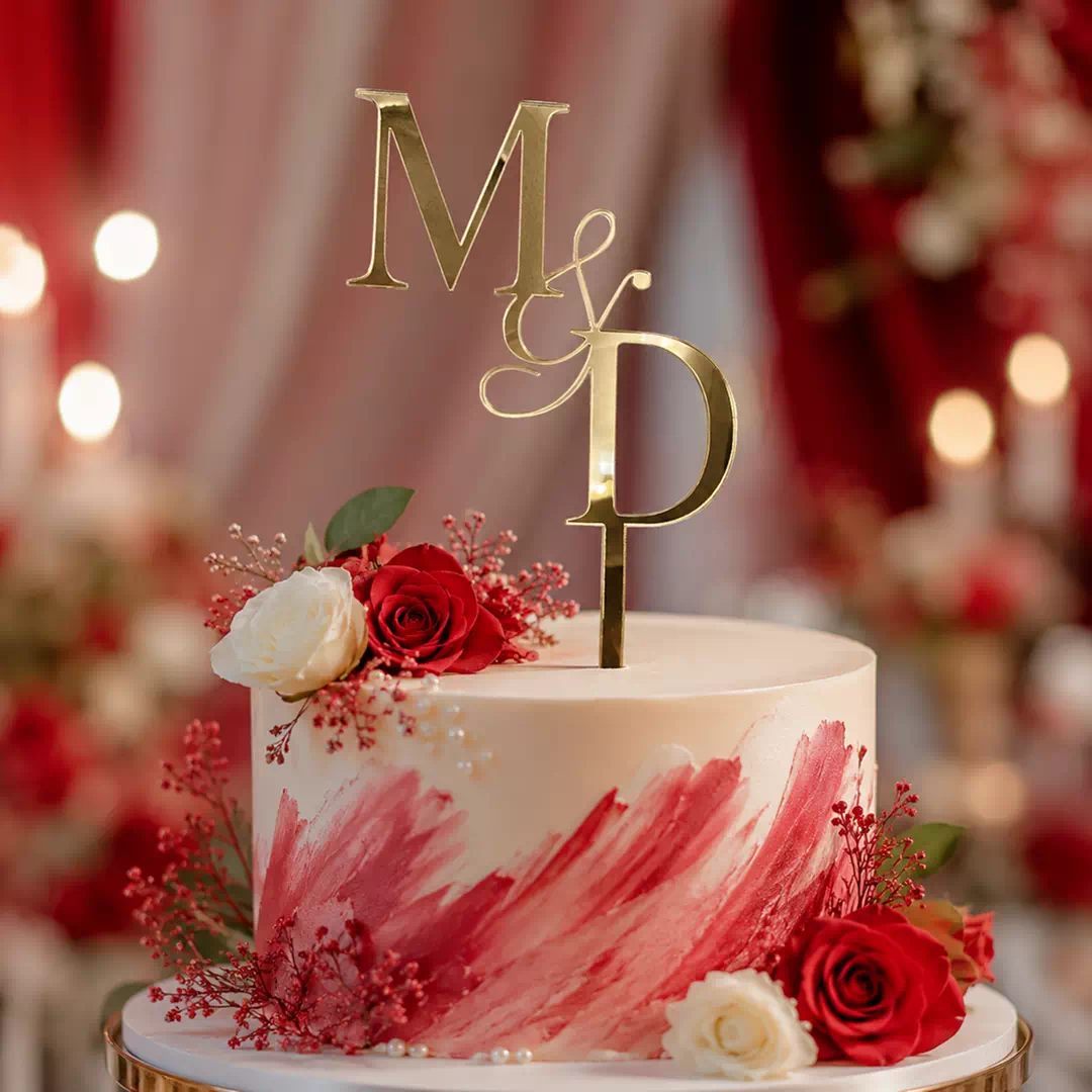 Personalised Monogram Initials Topper – Custom Gold Cake Topper UAE - Image 3