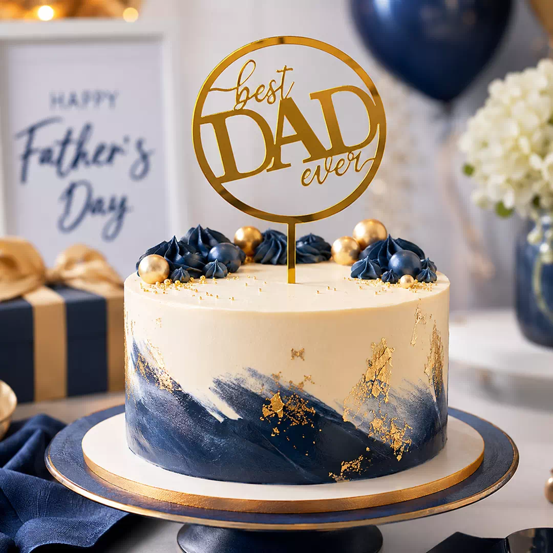 Best Dad Ever Gold Badge Topper – Custom Gold Cake Topper UAE - Image 3