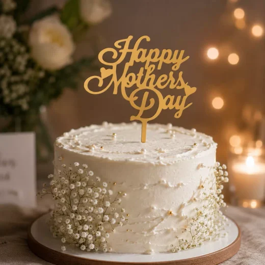 Happy Mother's Day Gold Script Topper – Custom Gold Cake Topper UAE