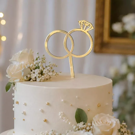 Gold Engagement Rings Topper – Custom Gold Cake Topper UAE