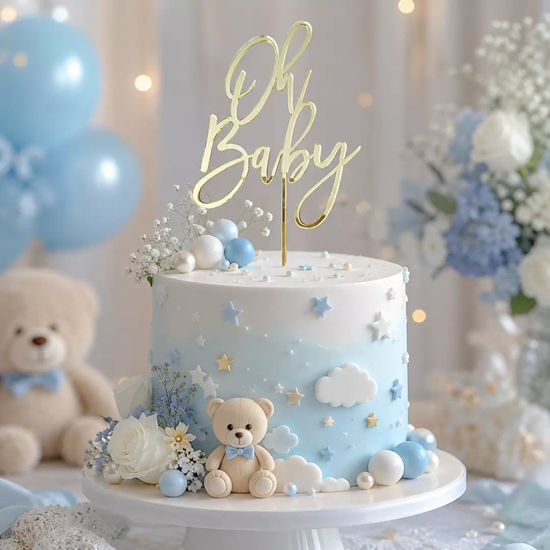 Oh Baby Gold Script Topper – Custom Gold Cake Topper UAE - Image 4