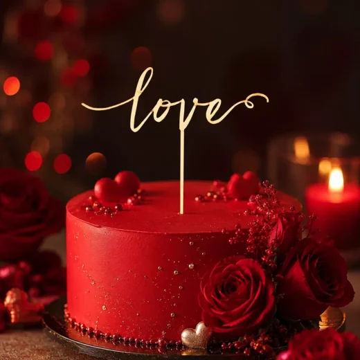 Love Gold Script Topper – Custom Gold Cake Topper UAE