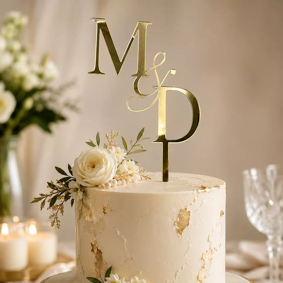 Personalised Monogram Initials Topper – Custom Gold Cake Topper UAE - Image 4